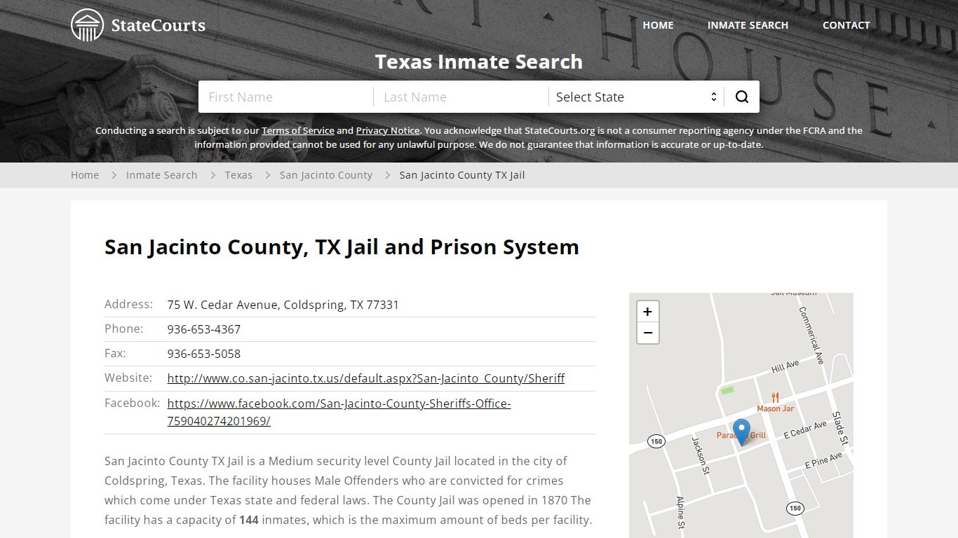 San Jacinto County TX Jail Inmate Records Search, Texas - StateCourts